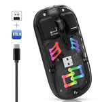 HXSJ T200 เมาส์ไร้สาย RGB โปร่งใส โหมดคู่ 2.4G BT5.0, T200