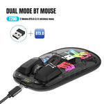 HXSJ T200 เมาส์ไร้สาย RGB โปร่งใส โหมดคู่ 2.4G BT5.0, T200