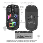HXSJ T200 เมาส์ไร้สาย RGB โปร่งใส โหมดคู่ 2.4G BT5.0, T200