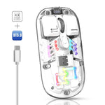 HXSJ T200 เมาส์ไร้สาย RGB โปร่งใส โหมดคู่ 2.4G BT5.0, T200