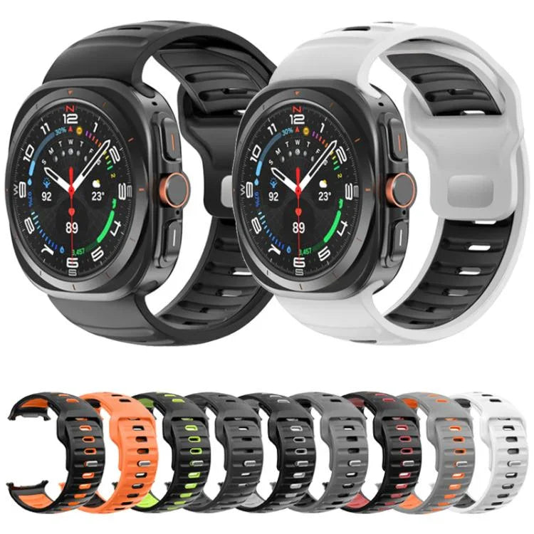สายรัดนาฬิกาซิลิโคนสองสีลายเส้น สำหรับ Samsung Galaxy Watch Ultra 47mm / Ultra 2025