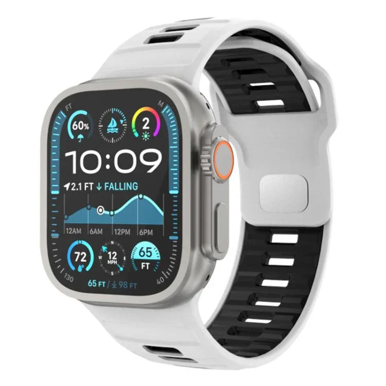 สายรัดนาฬิกาซิลิโคนหัวเข็มขัดกลับลายตาราง สำหรับ Apple Watch ขนาด 46 มม. / 49 มม. / 45 มม. / 44 มม.