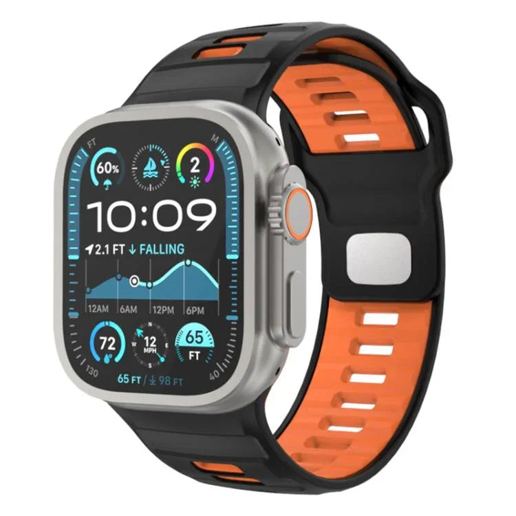 สายรัดนาฬิกาซิลิโคนหัวเข็มขัดกลับลายตาราง สำหรับ Apple Watch ขนาด 46 มม. / 49 มม. / 45 มม. / 44 มม.