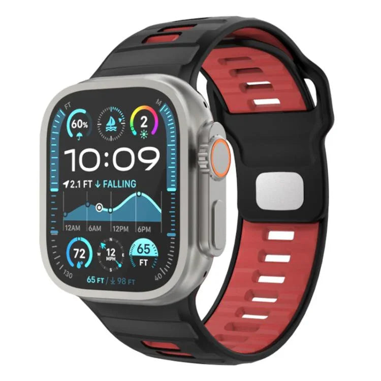 สายรัดนาฬิกาซิลิโคนหัวเข็มขัดกลับลายตาราง สำหรับ Apple Watch ขนาด 46 มม. / 49 มม. / 45 มม. / 44 มม.