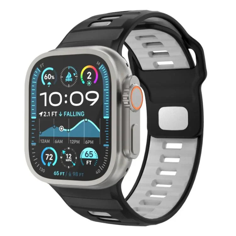 สายรัดนาฬิกาซิลิโคนหัวเข็มขัดกลับลายตาราง สำหรับ Apple Watch ขนาด 46 มม. / 49 มม. / 45 มม. / 44 มม.