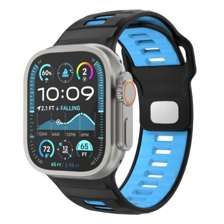 สายรัดนาฬิกาซิลิโคนหัวเข็มขัดกลับลายตาราง สำหรับ Apple Watch ขนาด 46 มม. / 49 มม. / 45 มม. / 44 มม.