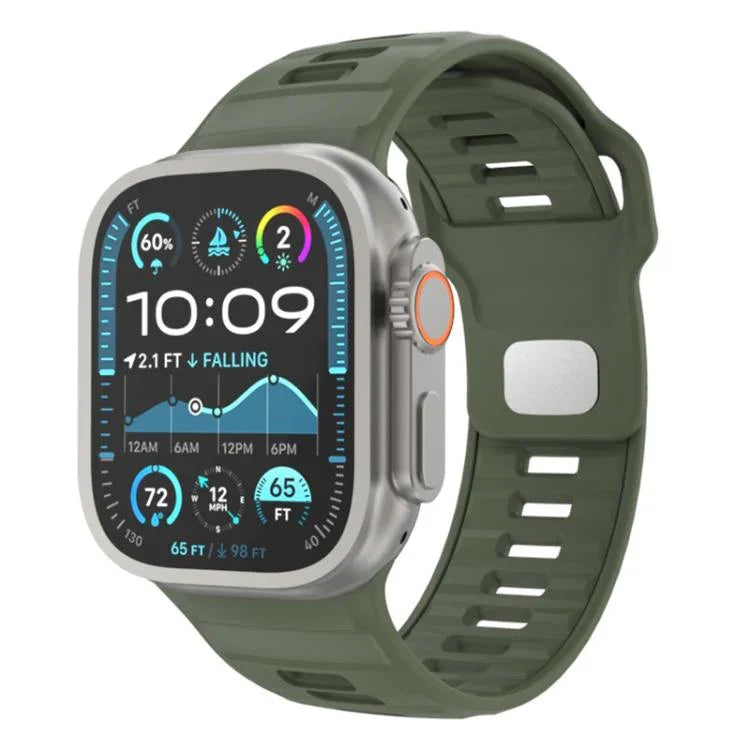 สายรัดนาฬิกาซิลิโคนหัวเข็มขัดกลับลายตาราง สำหรับ Apple Watch ขนาด 46 มม. / 49 มม. / 45 มม. / 44 มม.