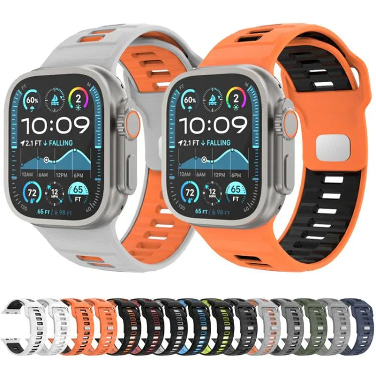 สายรัดนาฬิกาซิลิโคนหัวเข็มขัดกลับลายตาราง สำหรับ Apple Watch ขนาด 46 มม. / 49 มม. / 45 มม. / 44 มม.