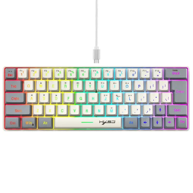 HXSJ V400 Wired Color Matching RGB Backlit Membrane Keyboard 63 Key Caps, Cable Length: 1.7m, V400 Beige + Grey, V400 Grey + Beige, V400 Beige + Grey + Orange, V400 Grey + Beige + Orange