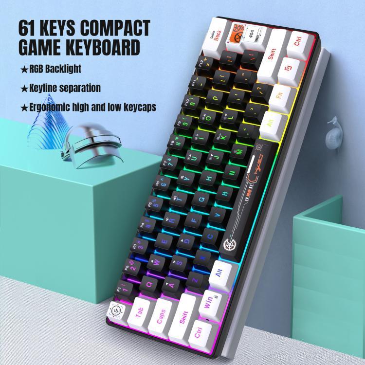 HXSJ V700WB Wired RGB Backlit Membrane Keyboard 61 Key Caps, Cable Length: 1.7m, V700WB