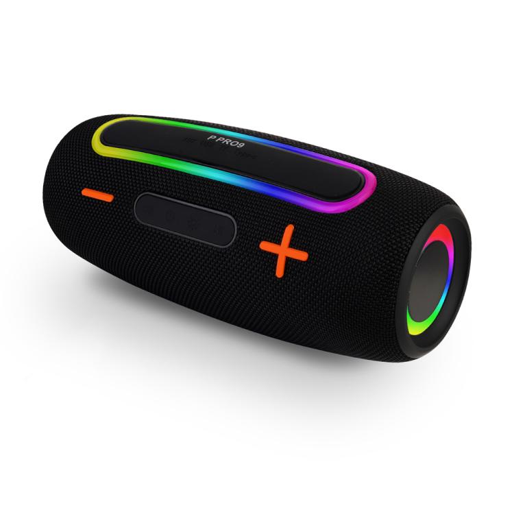 ลำโพงไร้สายพกพากำลัง 20W กันน้ำ IPX6 พร้อมไฟ RGB สำหรับใช้งานกลางแจ้ง ระบบเสียงสเตอริโอพร้อมซับวูฟเฟอร์ PRO9