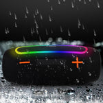 ลำโพงไร้สายพกพากำลัง 20W กันน้ำ IPX6 พร้อมไฟ RGB สำหรับใช้งานกลางแจ้ง ระบบเสียงสเตอริโอพร้อมซับวูฟเฟอร์ PRO9