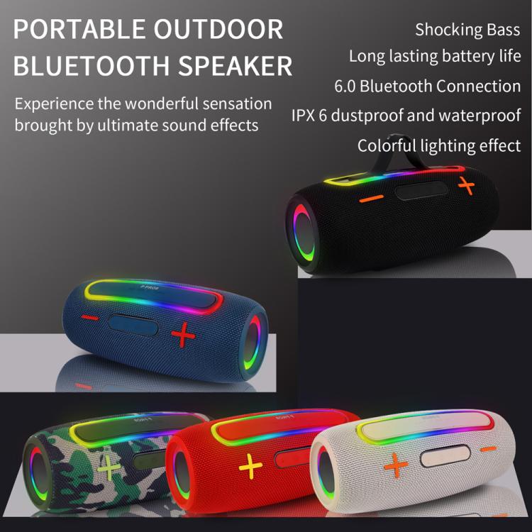 ลำโพงไร้สายพกพากำลัง 20W กันน้ำ IPX6 พร้อมไฟ RGB สำหรับใช้งานกลางแจ้ง ระบบเสียงสเตอริโอพร้อมซับวูฟเฟอร์ PRO9
