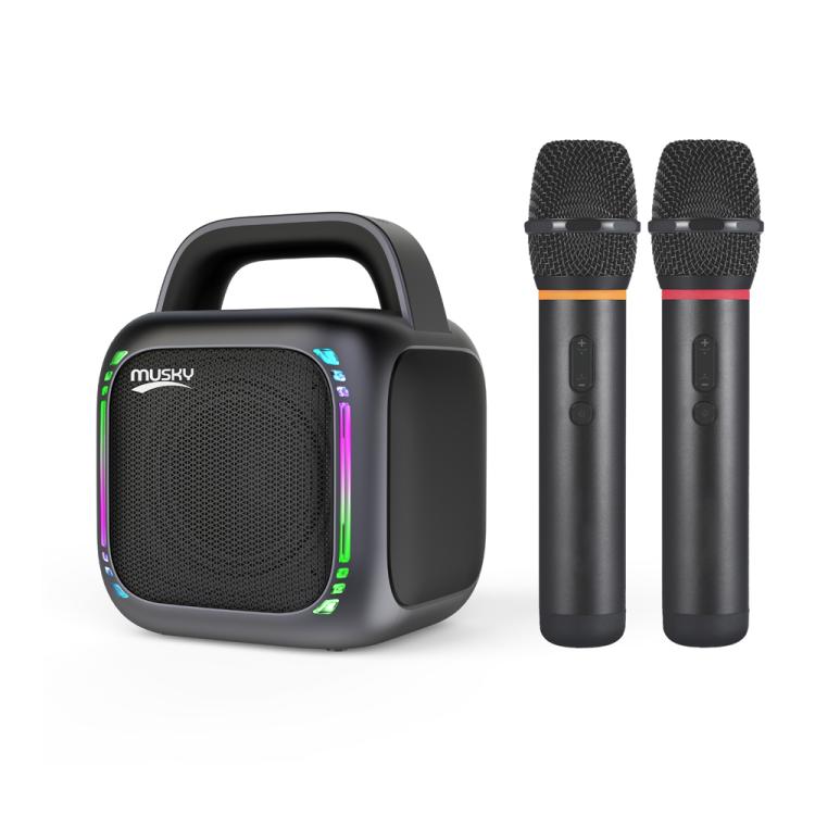 ลำโพงบลูทูธ RGB สว่างจ้า MS6K สำหรับคาราโอเกะกลางแจ้ง ไม่มีไมค์ หรือมีไมค์คู่