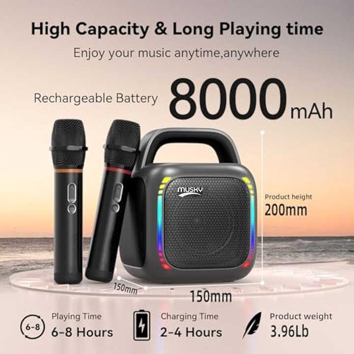 ลำโพงบลูทูธ RGB สว่างจ้า MS6K สำหรับคาราโอเกะกลางแจ้ง ไม่มีไมค์ หรือมีไมค์คู่