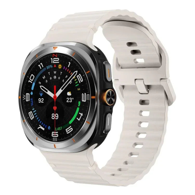 สายรัดนาฬิกาซิลิโคนลายคลื่นเย็บขอบ xDfind สำหรับ Samsung Galaxy Watch8 Classic 46mm / Watch8 44mm / 40mm, L