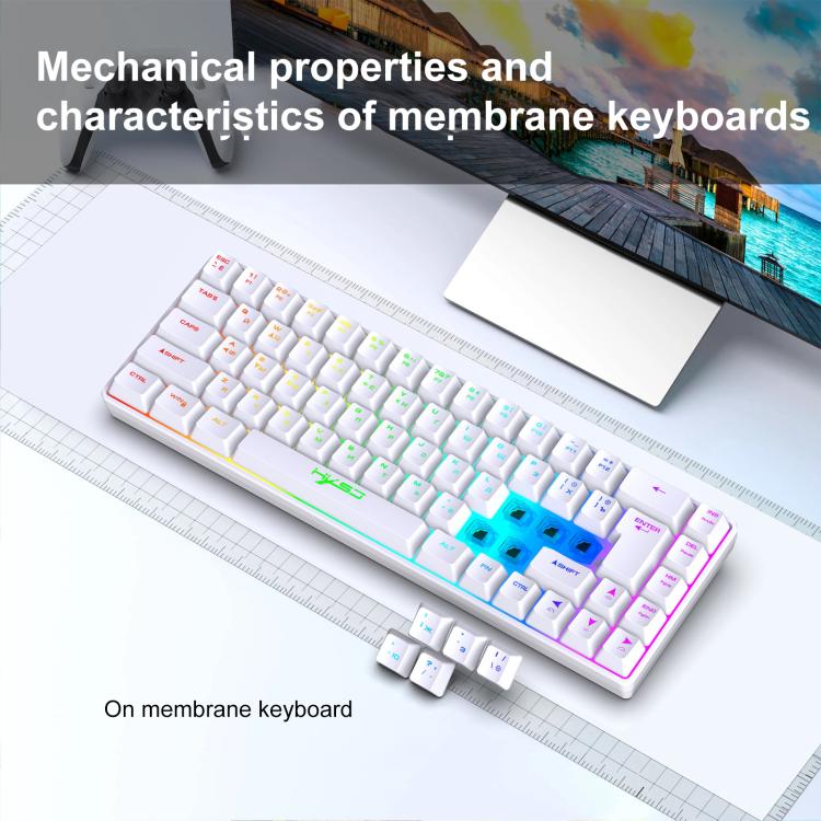 HXSJ V200 Russian Version Wired RGB Backlit Mechanical Keyboard 68 Key Caps, Cable Length: 1.7m, V200 Russian Version White