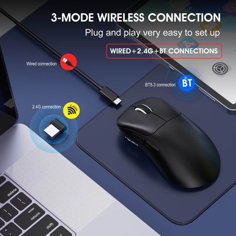 เมาส์ไร้สาย HXSJ T700 แบบ Tri-mode น้ำหนักเบา