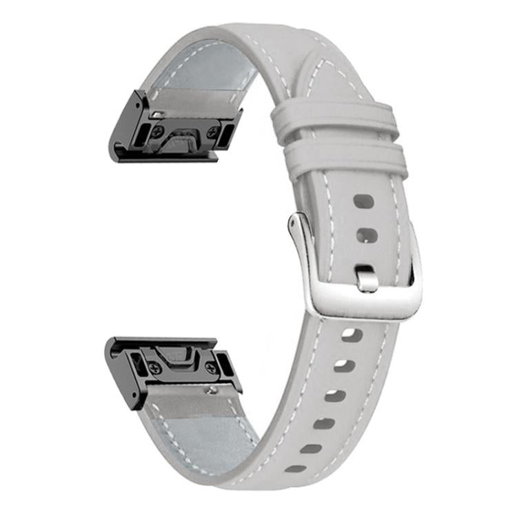 xDfind Silver Buckle Leather Quick Release Watch Band, For Garmin Fenix 7 / 7X / 6X 26mm, For Garmin Fenix 7 / 7X / 6X 22mm