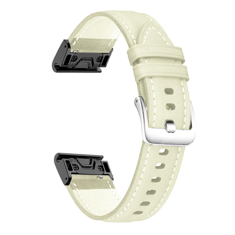 xDfind Silver Buckle Leather Quick Release Watch Band, For Garmin Fenix 7 / 7X / 6X 26mm, For Garmin Fenix 7 / 7X / 6X 22mm