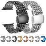 สายรัดนาฬิกาสแตนเลสสตีลแม่เหล็กตาข่าย สำหรับ Apple Watch ขนาด 46 มม. / 49 มม. / 45 มม. / 44 มม. สำหรับ Apple Watch ขนาด 42 มม. / 41 มม. / 40 มม. / 38 มม.