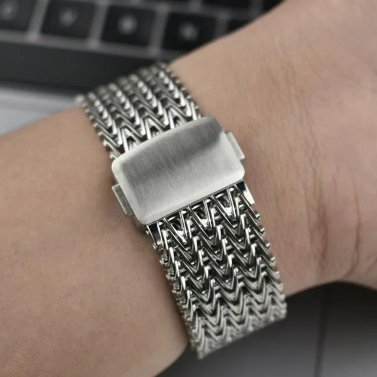 สายรัดนาฬิกาสแตนเลสสตีลแม่เหล็กตาข่าย สำหรับ Apple Watch ขนาด 46 มม. / 49 มม. / 45 มม. / 44 มม. สำหรับ Apple Watch ขนาด 42 มม. / 41 มม. / 40 มม. / 38 มม.