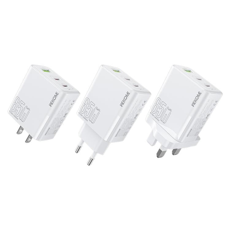 ที่ชาร์จเร็ว WK WP-U66 Kinkong 65W USB-C / Type-C คู่ + USB GaN ปลั๊ก UK, ปลั๊ก US, ปลั๊ก EU