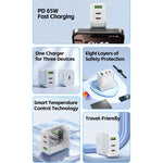 ที่ชาร์จเร็ว WK WP-U66 Kinkong 65W USB-C / Type-C คู่ + USB GaN ปลั๊ก UK, ปลั๊ก US, ปลั๊ก EU
