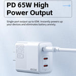 ที่ชาร์จเร็ว WK WP-U66 Kinkong 65W USB-C / Type-C คู่ + USB GaN ปลั๊ก UK, ปลั๊ก US, ปลั๊ก EU