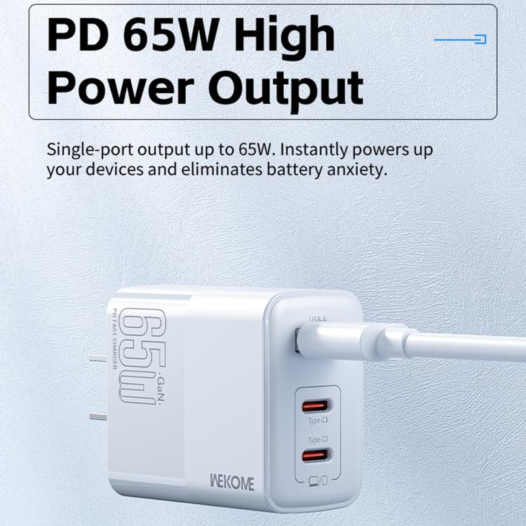 ที่ชาร์จเร็ว WK WP-U66 Kinkong 65W USB-C / Type-C คู่ + USB GaN ปลั๊ก UK, ปลั๊ก US, ปลั๊ก EU
