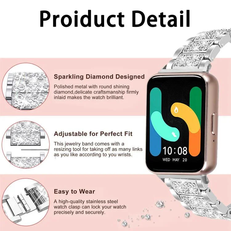 สายรัดนาฬิกาสแตนเลสสตีลเครื่องประดับเพชร xDfind สำหรับ Samsung Galaxy Watch Ultra / Ultra 2025, สำหรับ Samsung Galaxy Watch8 / Watch8 Classic, สำหรับ Samsung Galaxy Watch7 / FE / 6 / 5 / 4, สำหรับ Samsung Galaxy Fit3