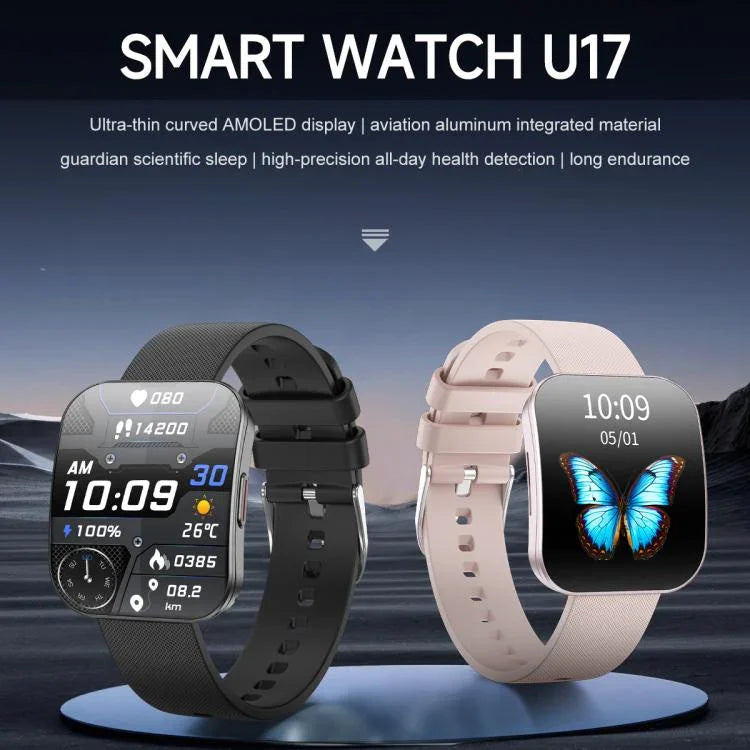 U17 สมาร์ทวอทช์กีฬา IP68 หน้าจอโค้งบางพิเศษ 1.85 นิ้ว