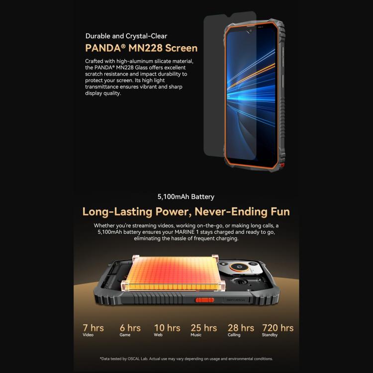 Blackview Oscal Marine 1, 6.56 นิ้ว Android 15 Unisoc UMS9230E T615 Octa Core, เครือข่าย: 4G, OTG, NFC, 4GB+128GB
