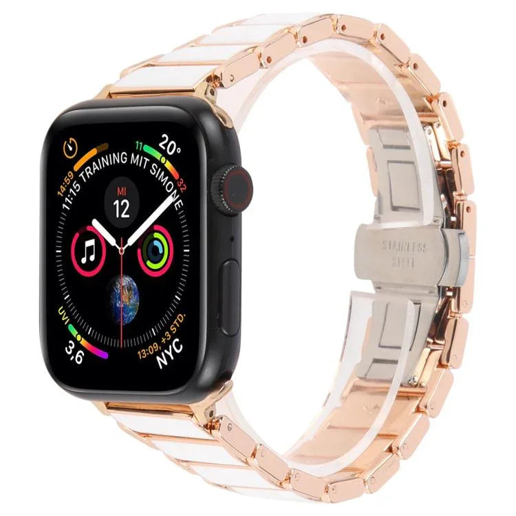สายรัดนาฬิกาเหล็กเซรามิกสามเม็ดขนาด 18 มม. สำหรับ Apple Watch ขนาด 46 มม. / 49 มม. / 45 มม. / 44 มม. สำหรับ Apple Watch ขนาด 42 มม. / 41 มม. / 40 มม. / 38 มม.