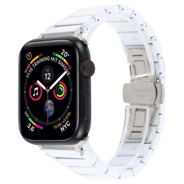 สายรัดนาฬิกาเหล็กเซรามิกสามเม็ดขนาด 18 มม. สำหรับ Apple Watch ขนาด 46 มม. / 49 มม. / 45 มม. / 44 มม. สำหรับ Apple Watch ขนาด 42 มม. / 41 มม. / 40 มม. / 38 มม.