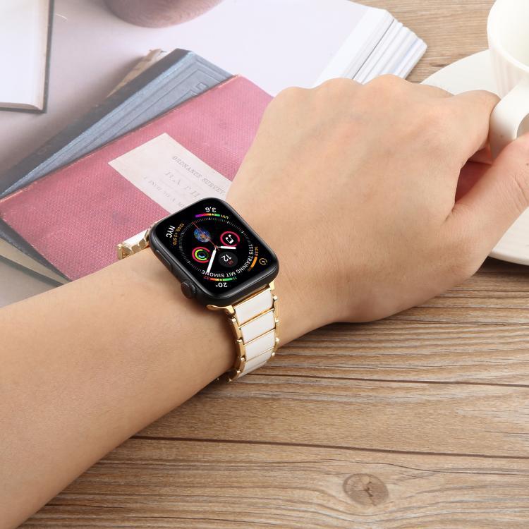 สายรัดนาฬิกาเหล็กเซรามิกสามเม็ดขนาด 18 มม. สำหรับ Apple Watch ขนาด 46 มม. / 49 มม. / 45 มม. / 44 มม. สำหรับ Apple Watch ขนาด 42 มม. / 41 มม. / 40 มม. / 38 มม.