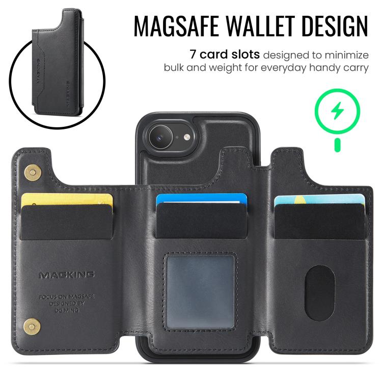 เคสโทรศัพท์ถอดได้พร้อมกระเป๋าใส่บัตร RFID MagSafe รุ่น MAGKING K3 Series สำหรับ iPhone 17e / 16e, สำหรับ iPhone 17, สำหรับ iPhone 16 Pro Max, สำหรับ iPhone 16 Pro, สำหรับ iPhone 16 Plus, สำหรับ iPhone 16