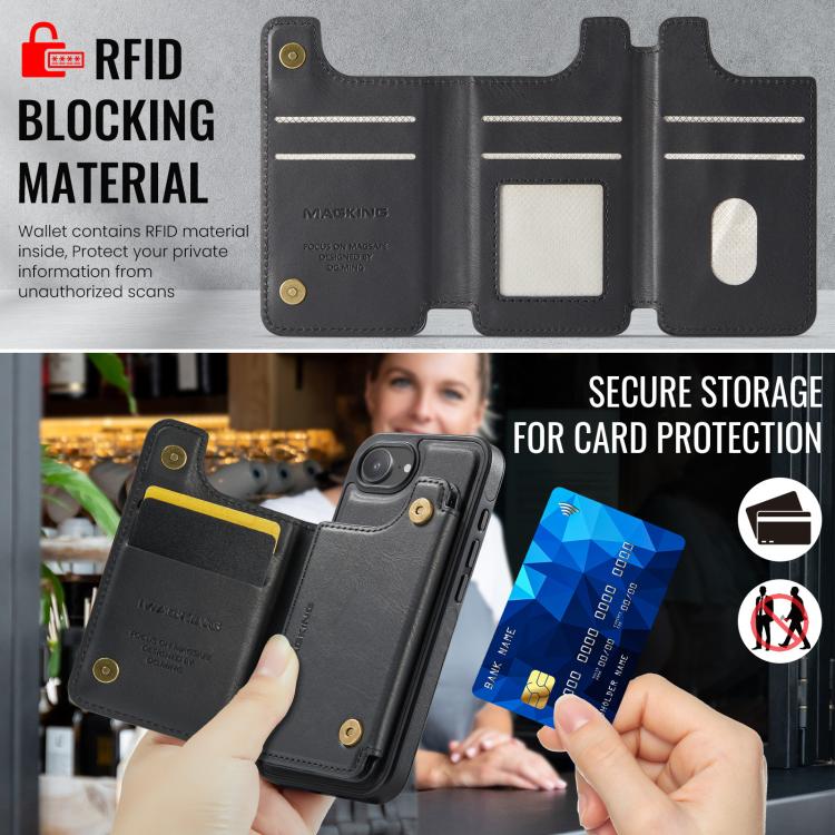 เคสโทรศัพท์ถอดได้พร้อมกระเป๋าใส่บัตร RFID MagSafe รุ่น MAGKING K3 Series สำหรับ iPhone 17e / 16e, สำหรับ iPhone 17, สำหรับ iPhone 16 Pro Max, สำหรับ iPhone 16 Pro, สำหรับ iPhone 16 Plus, สำหรับ iPhone 16