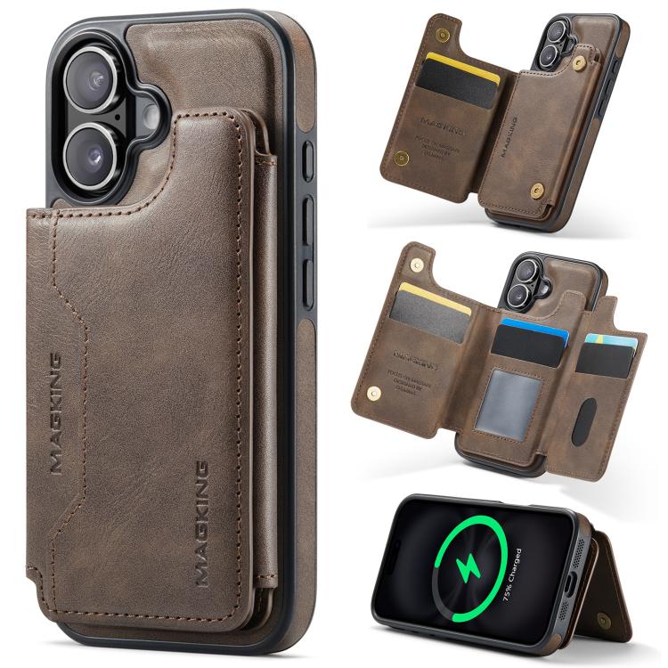 เคสโทรศัพท์ถอดได้พร้อมกระเป๋าใส่บัตร RFID MagSafe รุ่น MAGKING K3 Series สำหรับ iPhone 17e / 16e, สำหรับ iPhone 17, สำหรับ iPhone 16 Pro Max, สำหรับ iPhone 16 Pro, สำหรับ iPhone 16 Plus, สำหรับ iPhone 16