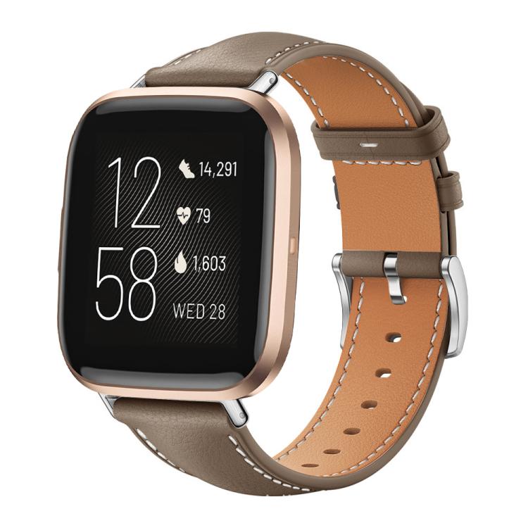 xDfind Flat Head Black Shark Fine Grain Leather Watch Band, For Fitbit Versa 4 / 3 / Sense2 / 1 20mm, For Fitbit Versa 2 / Versa / Versa Lite 22mm