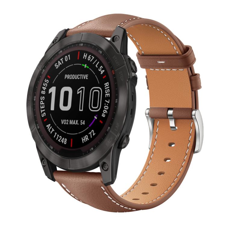 xDfind Flat Head Black Shark Fine Grain Leather Watch Band, For Garmin Fenix 8/7/6/5 22mm 20mm, For Garmin Fenix 8/7X/6X/5X 26mm 22mm, For Garmin Forerunner 220/735/735XT/230/235 20mm, For Garmin Forerunner 35/30/35j 20mm