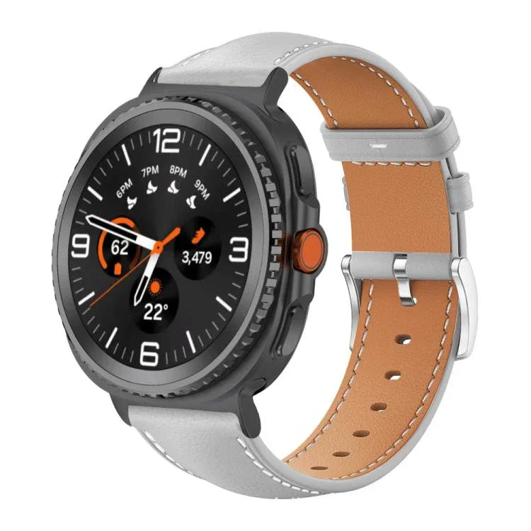 xDfind Flat Head Black Shark Fine Grain Leather Watch Band, For Samsung Galaxy Watch Ultra / Ultra 2025, For Samsung Galaxy Watch8 / Watch8 Classic, For Samsung Galaxy Watch7 / FE / 6 / 5 / 4