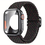 สายรัดนาฬิกาไนลอนหัวเข็มขัดบันไดพร้อมเปลี่ยนฝาครอบ PC ฟิล์ม Ultra 49mm สำหรับ Apple Watch Series 44mm, สำหรับ Apple Watch Series 40mm, สำหรับ Apple Watch Series 10 / 11 46mm, สำหรับ Apple Watch Series 10 / 11 42mm, สำหรับ Apple Watch Series 45mm