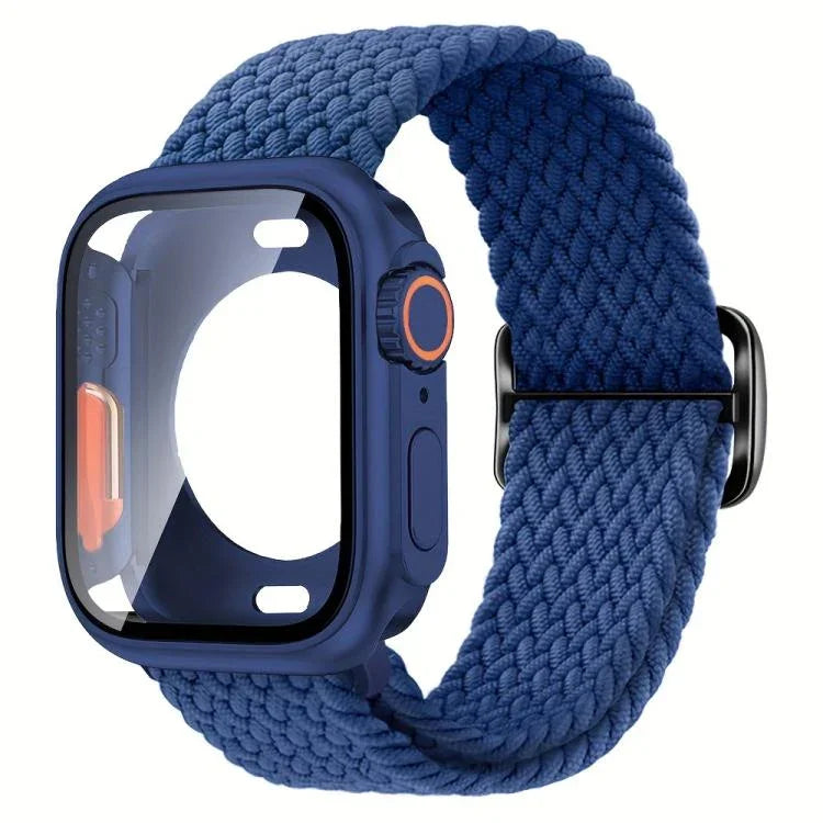 สายรัดนาฬิกาไนลอนหัวเข็มขัดบันไดพร้อมเปลี่ยนฝาครอบ PC ฟิล์ม Ultra 49mm สำหรับ Apple Watch Series 44mm, สำหรับ Apple Watch Series 40mm, สำหรับ Apple Watch Series 10 / 11 46mm, สำหรับ Apple Watch Series 10 / 11 42mm, สำหรับ Apple Watch Series 45mm