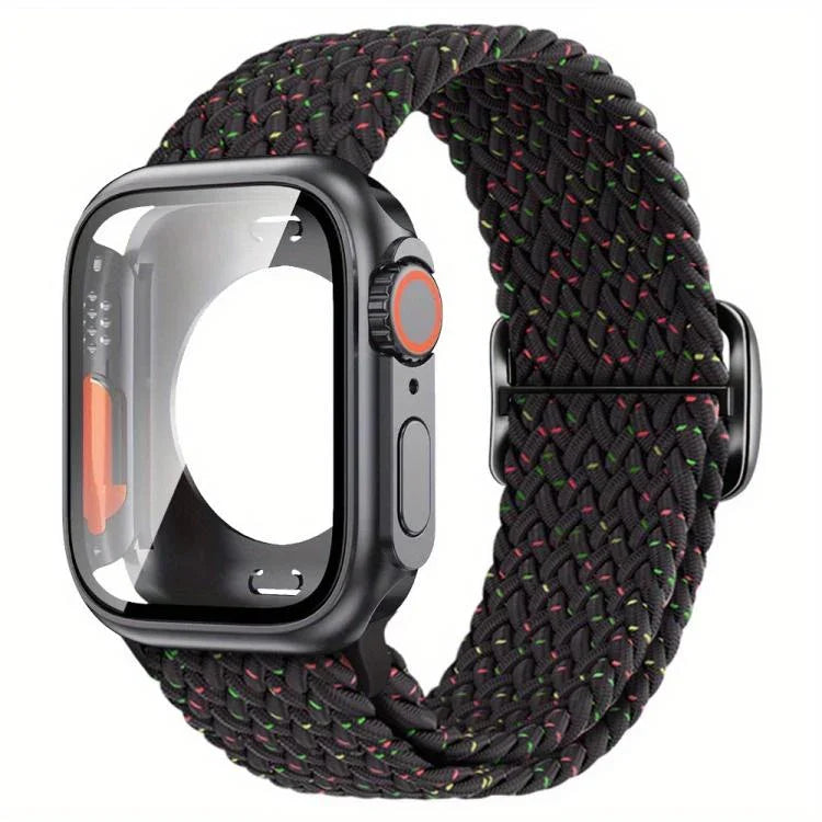 สายรัดนาฬิกาไนลอนหัวเข็มขัดบันไดพร้อมเปลี่ยนฝาครอบ PC ฟิล์ม Ultra 49mm สำหรับ Apple Watch Series 44mm, สำหรับ Apple Watch Series 40mm, สำหรับ Apple Watch Series 10 / 11 46mm, สำหรับ Apple Watch Series 10 / 11 42mm, สำหรับ Apple Watch Series 45mm