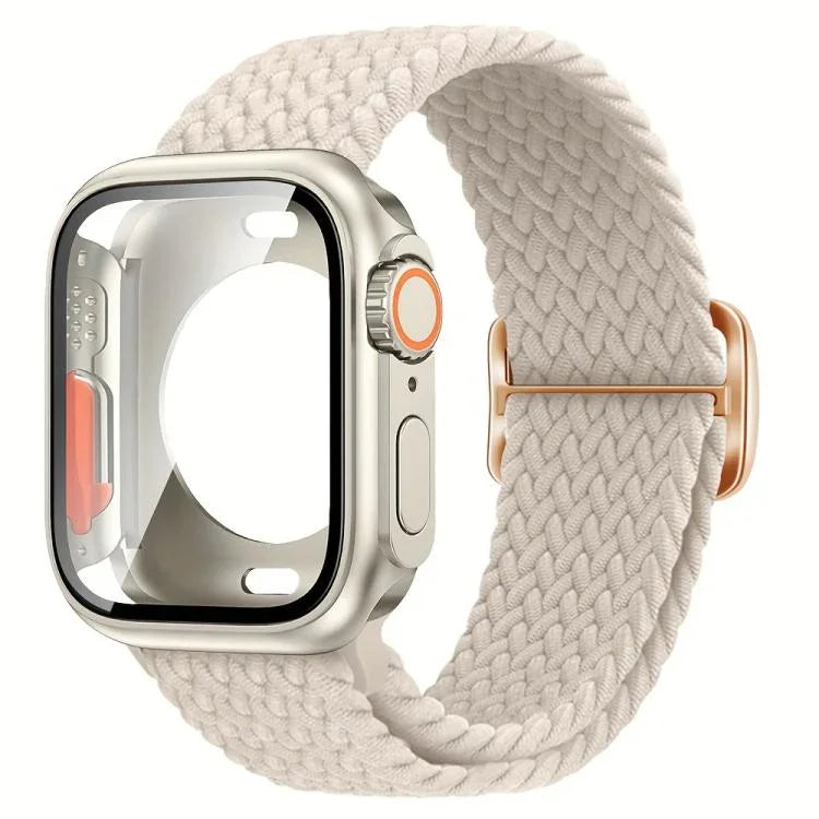 สายรัดนาฬิกาไนลอนหัวเข็มขัดบันไดพร้อมเปลี่ยนฝาครอบ PC ฟิล์ม Ultra 49mm สำหรับ Apple Watch Series 44mm, สำหรับ Apple Watch Series 40mm, สำหรับ Apple Watch Series 10 / 11 46mm, สำหรับ Apple Watch Series 10 / 11 42mm, สำหรับ Apple Watch Series 45mm