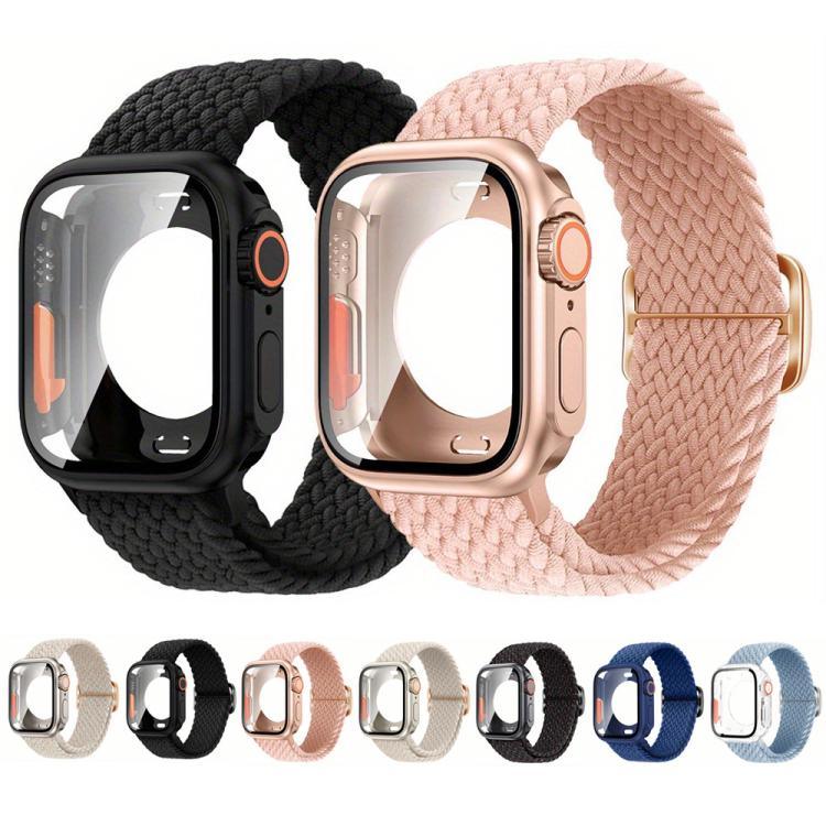สายรัดนาฬิกาไนลอนหัวเข็มขัดบันไดพร้อมเปลี่ยนฝาครอบ PC ฟิล์ม Ultra 49mm สำหรับ Apple Watch Series 44mm, สำหรับ Apple Watch Series 40mm, สำหรับ Apple Watch Series 10 / 11 46mm, สำหรับ Apple Watch Series 10 / 11 42mm, สำหรับ Apple Watch Series 45mm