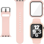 สายรัดนาฬิกาซิลิโคนหัวเข็มขัดหมุดพร้อมเคส PC แบบฟิล์มในตัว สำหรับ Apple Watch Series 44mm, สำหรับ Apple Watch Series 40mm, สำหรับ Apple Watch Series 10 / 11 46mm, สำหรับ Apple Watch Series 10 / 11 42mm, สำหรับ Apple Watch Ultra 3 / 2 / 1 49mm