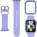สายรัดนาฬิกาซิลิโคนหัวเข็มขัดหมุดพร้อมเคส PC แบบฟิล์มในตัว สำหรับ Apple Watch Series 44mm, สำหรับ Apple Watch Series 40mm, สำหรับ Apple Watch Series 10 / 11 46mm, สำหรับ Apple Watch Series 10 / 11 42mm, สำหรับ Apple Watch Ultra 3 / 2 / 1 49mm