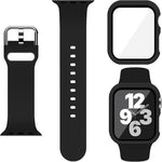 สายรัดนาฬิกาซิลิโคนหัวเข็มขัดหมุดพร้อมเคส PC แบบฟิล์มในตัว สำหรับ Apple Watch Series 44mm, สำหรับ Apple Watch Series 40mm, สำหรับ Apple Watch Series 10 / 11 46mm, สำหรับ Apple Watch Series 10 / 11 42mm, สำหรับ Apple Watch Ultra 3 / 2 / 1 49mm